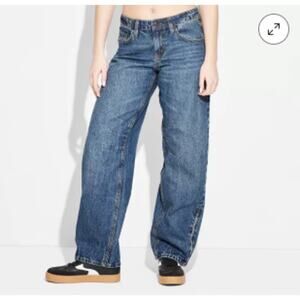 Wild Fable Women's Low-Rise Barrel Jeans Dark Wash sz 17/32" inseam NWT